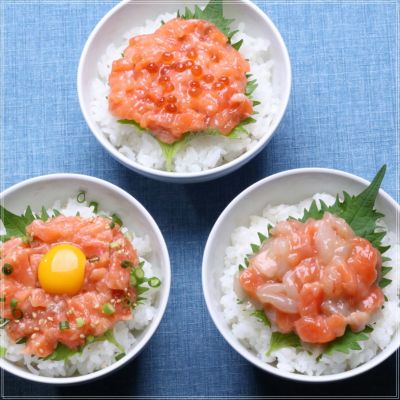 三種のサーモン海鮮丼セット（3種×各2食） サーモン いくら サーモンユッケ いか