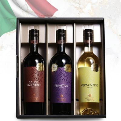 【クール便配送キャンペーン】マッセリア・ボルゴ・デイ・トゥルッリ フルボディ　3本ギフトセット　イタリアワイン 　赤　白　ギフト　福袋　セット　誕生日　記念日　贈り物　　お中元　かわいい [ 750ml 3本 ]　