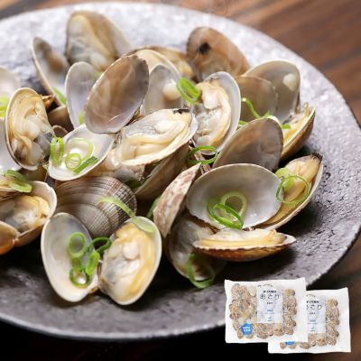 殻付き あさり 1kg(500g×2袋) 砂抜き済 加熱済 Lサイズ 高たんぱく 低脂質 浅利 酒蒸し ビタミン 鉄分 カルシウム 味噌汁 晩御飯 お弁当 パスタ 冷凍食品 健康 海鮮 お得 オトク 貝 かい 砂出し済 砂出済 グルメ 海