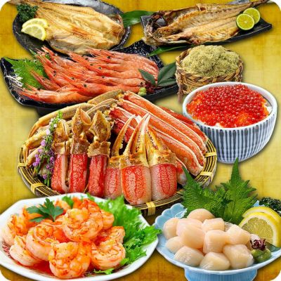 プレゼント ギフト 中身が分かる 豪華カニ入り 海鮮福袋【全8品】 送料無料 日本海さかな街 贈り物 北陸 福井県 海鮮セット 福袋 同梱不可 カニ ホタテ エビ 昆布 イクラ